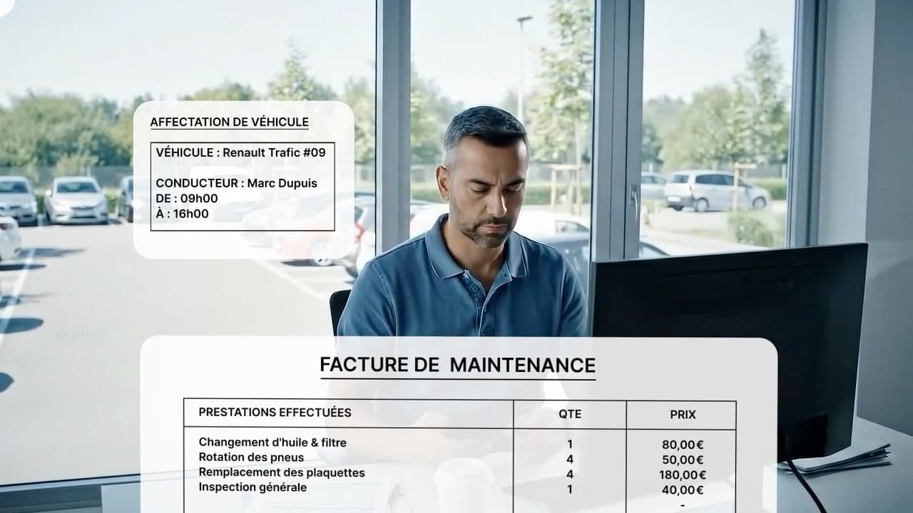 The Dadycar dashboard: fleet, due dates and costs on a single screen